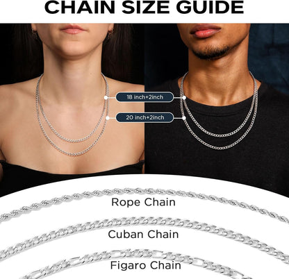18K Gold over 925 Sterling Silver Cross Necklace for Men/Women, Stainless Steel Cuban/Rope Chain Cross Pendant 18-24 Inch, Religious Jewelry Gifts for Men