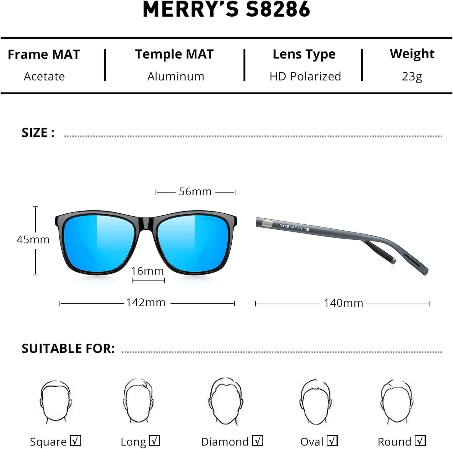 Unisex Polarized Aluminum Sunglasses Vintage Sun Glasses for Men/Women S8286