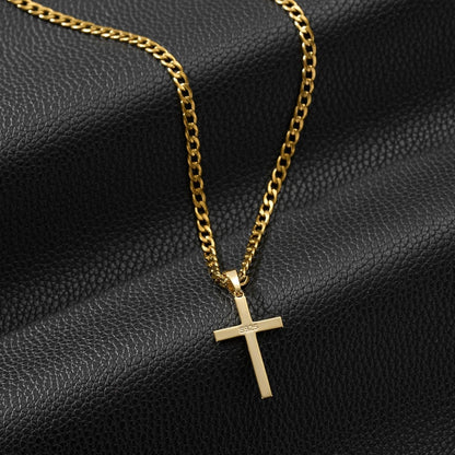 18K Gold over 925 Sterling Silver Cross Necklace for Men/Women, Stainless Steel Cuban/Rope Chain Cross Pendant 18-24 Inch, Religious Jewelry Gifts for Men