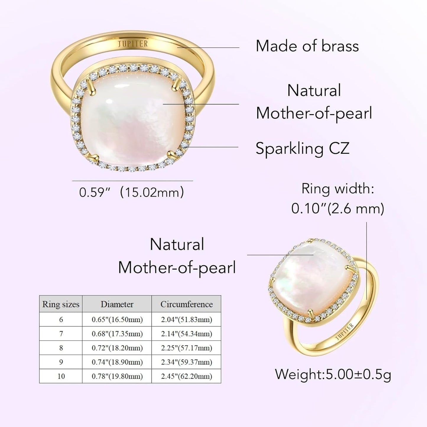 Gemstone Women'S Ring - Gemstone Women Ring, 0.47"/12Mm Birthstone Rings Jewelry for Valentine'S Day, Mother'S Day, Birthday Jewelry - WORLD TIME VISITS
