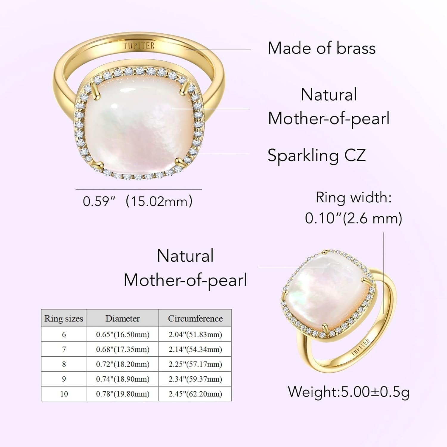 Gemstone Women'S Ring - Gemstone Women Ring, 0.47"/12Mm Birthstone Rings Jewelry for Valentine'S Day, Mother'S Day, Birthday Jewelry - WORLD TIME VISITS