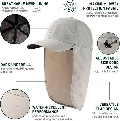 L/XL/XXL UV50+ Waterproof Neck Flap Baseball Sun Cap