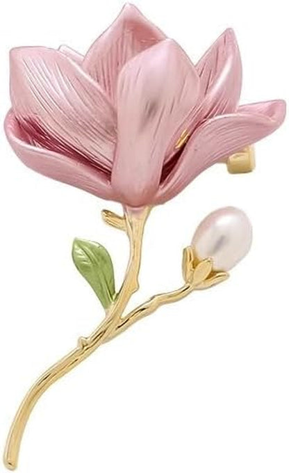 Magnolia Flower Brooch for Women - Elegant Fashion Pin for Jackets, Dresses, Coats & Accessories