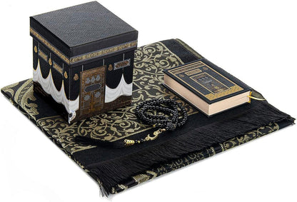 , Prayer Rug, Prayer Mat for Muslim with Kaaba Design Cubic Gift Box, Islamic Salah Mat for Worship, Namaz Rug, Praying Carpet, Sajadah, Islamic Gifts for Men, Women, Black - WORLD TIME VISITS