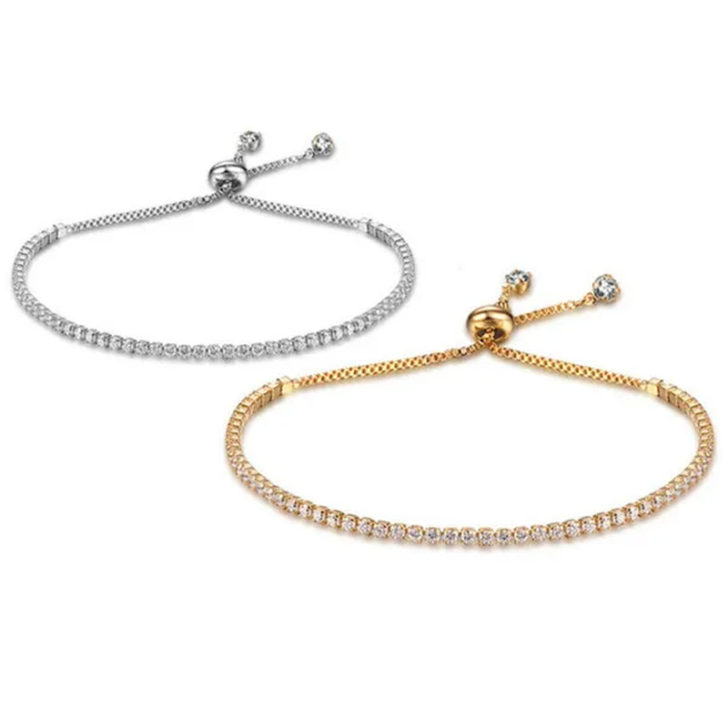 European and American Women Exquisite Diamond Crystal Push Pull Bracelet Nine Color Light Luxury Micro-inlaid Zircon Simple Adjustable Student Bracelet for Women crystal bracelet for women