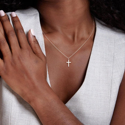Cross Necklace for Women, 925 Sterling Silver or 16K Gold Plated Cross Pendant Necklace Dainty Non-Tarnish Faith Jewelry Christmas Christian Gifts
