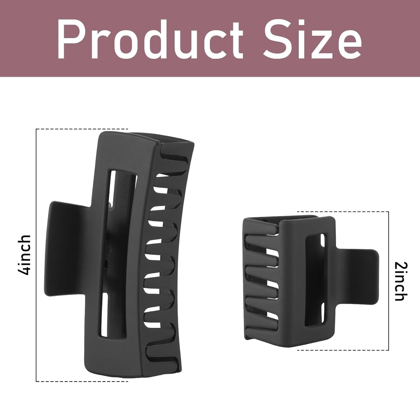 12 Pcs Rectangle Clips, Accessories for Women and Girls, Including 6 Pcs 4 Inch Large Clips for Thick Hair and 6 Pcs 2 Inch Small Clips for Thin Hair (Neutral)