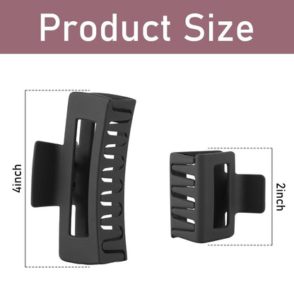 12 Pcs Rectangle Clips, Accessories for Women and Girls, Including 6 Pcs 4 Inch Large Clips for Thick Hair and 6 Pcs 2 Inch Small Clips for Thin Hair (Neutral)