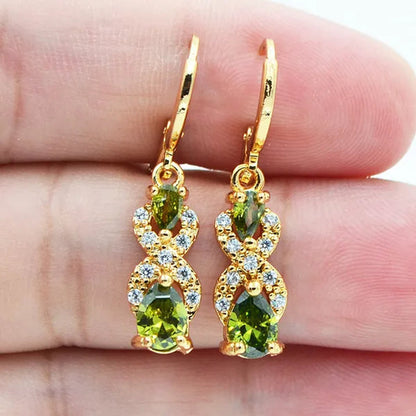 Women Purple Cubic Zirconia CZ Teardrop Earrings Jewelry