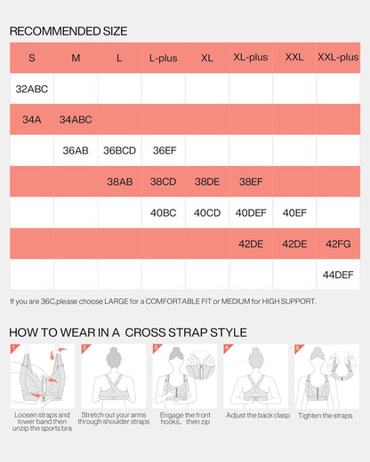 Zip Front Adjustable High Impact Sports Bras for Women Premium Quality Full Coverage Workout Running Removable Pads