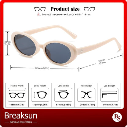 Retro Oval Sunglasses for Women Men Fashion Small Oval Sunglasses 90S Vintage Shades
