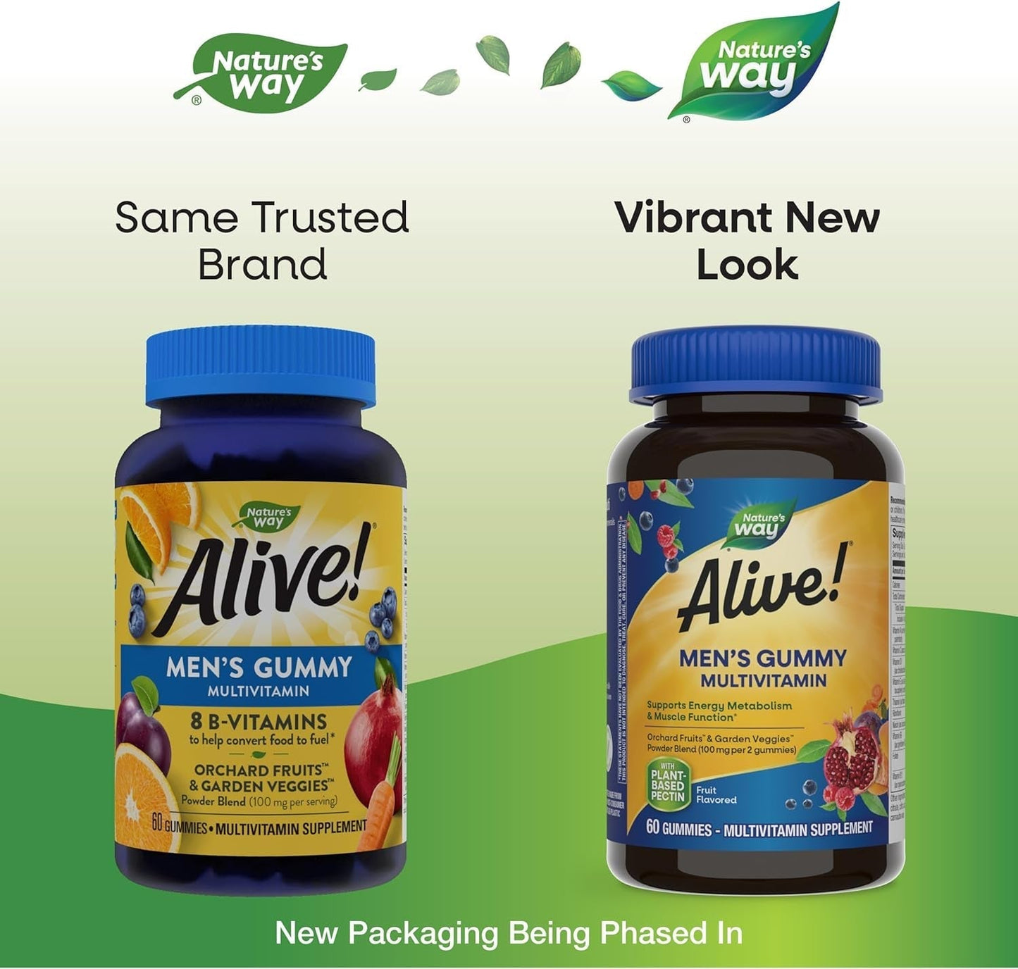 Alive! Men'S Daily Gummy Multivitamin, Supports Energy Metabolism*, Muscle Function*, B-Vitamins, B-Vitamins, Gluten-Free, Vegetarian, Fruit Flavored, 60 Gummies (Packaging May Vary)