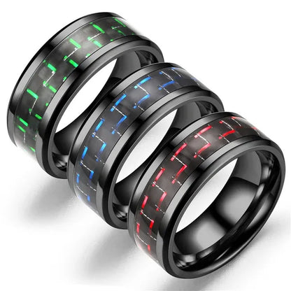 8MM Mens 6 Colors Ceramic Ring Wedding Band with Red Carbon Fiber Inlay Sizes 6 to 13