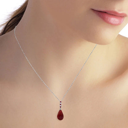 8.95 Ct 14K 16" White Gold Necklace Diamond Dyed Briolette Drop Ruby