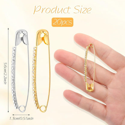 20 Pcs Rhinestone Safety Pin Brooch, Hat Sliver Clips for Women Men Elegant Jewelry Gold Brooches Scarf Sweather Suit Dress Decor Dating Shopping - WORLD TIME VISITS