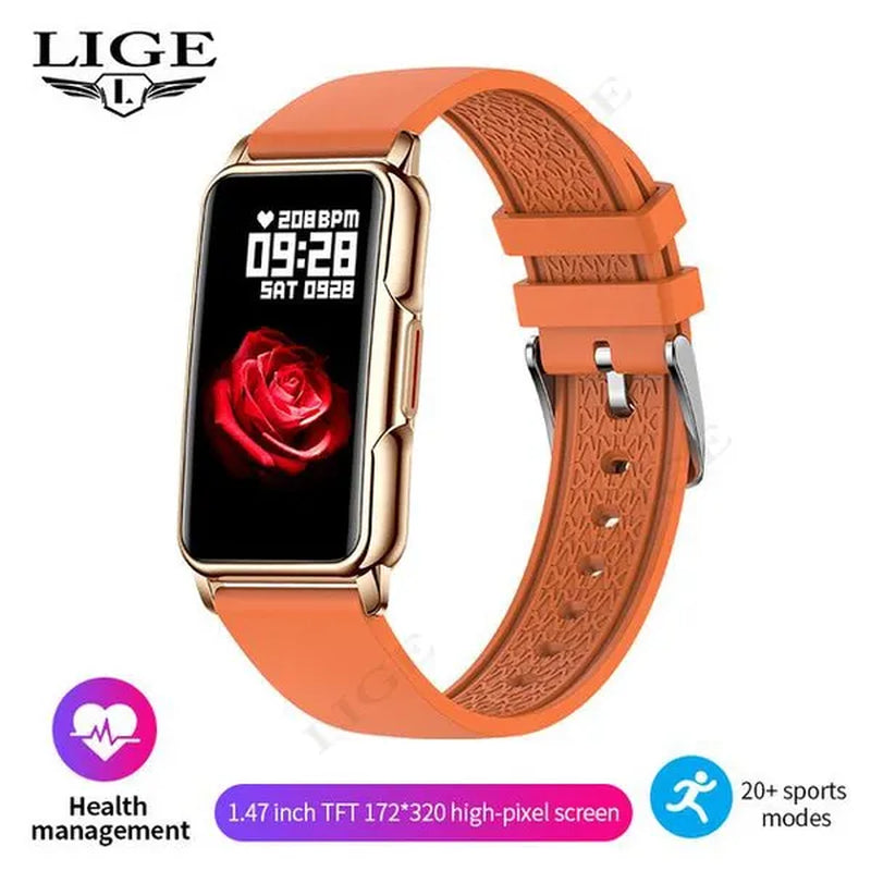 LIGE 2023 Newest 1.47-inch Full Touch Sports Smart Bracelet Watch for Men and Women Fitness Tracker Health Monitors IP67 Waterproof Smart Wristbands Montre Connecter