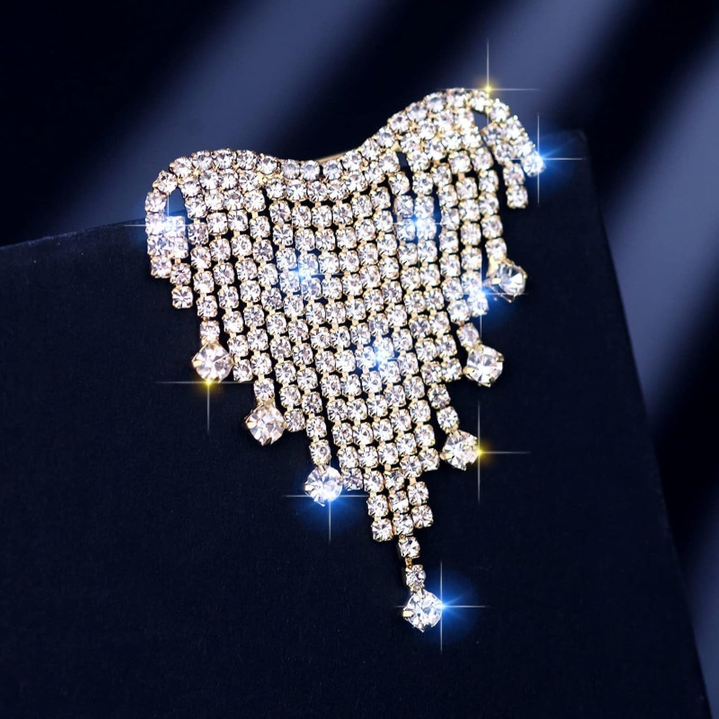 Rhinestone Brooch Flash Diamond Tassel Brooch Corsage Female anti Lost Brooch Accessories Silver