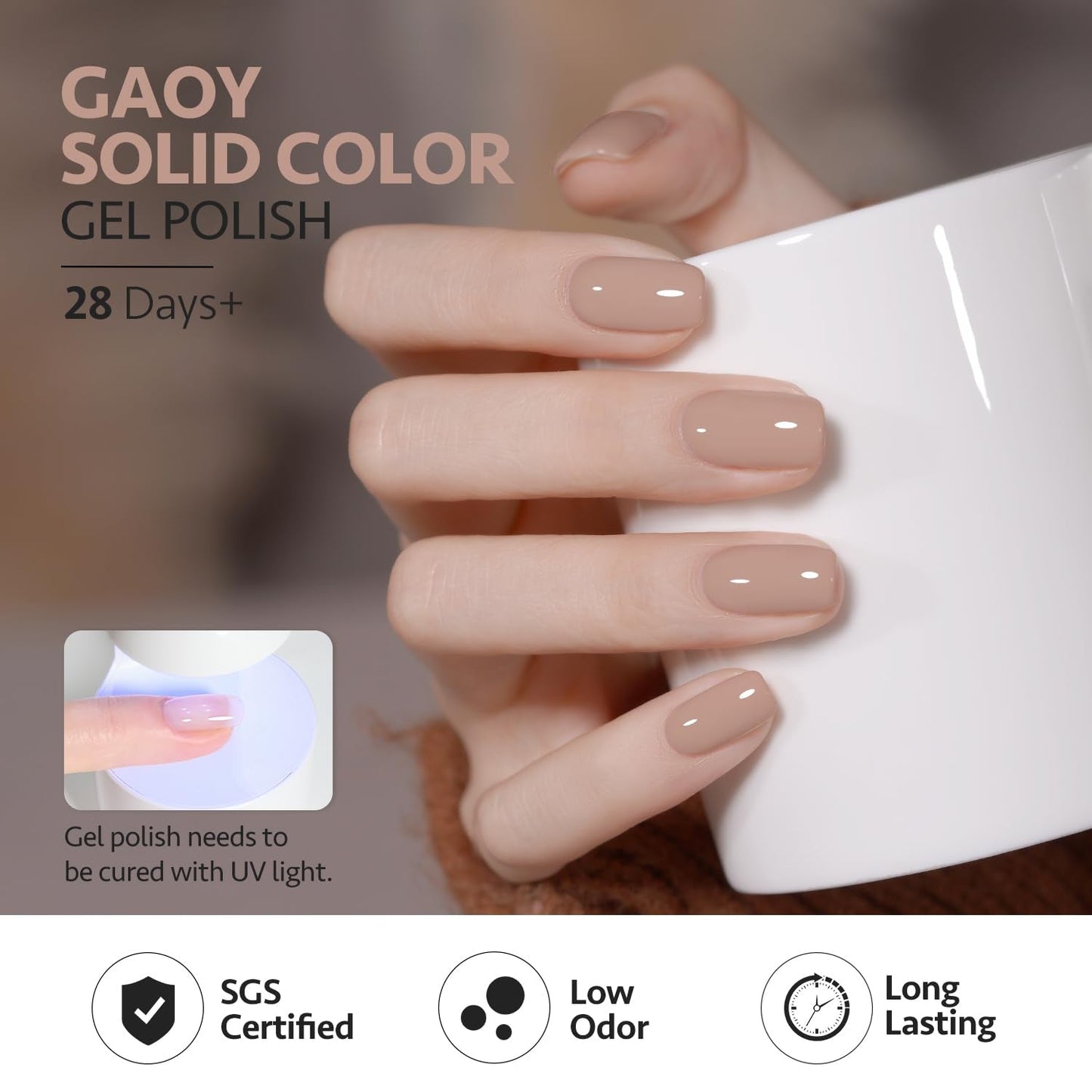 Nude Brown Fall Gel Nail Polish Set, 6 Colors White Beige Dark Tan Taupe Soak off Gel Polish Kit for Salon and Nail Art DIY at Home