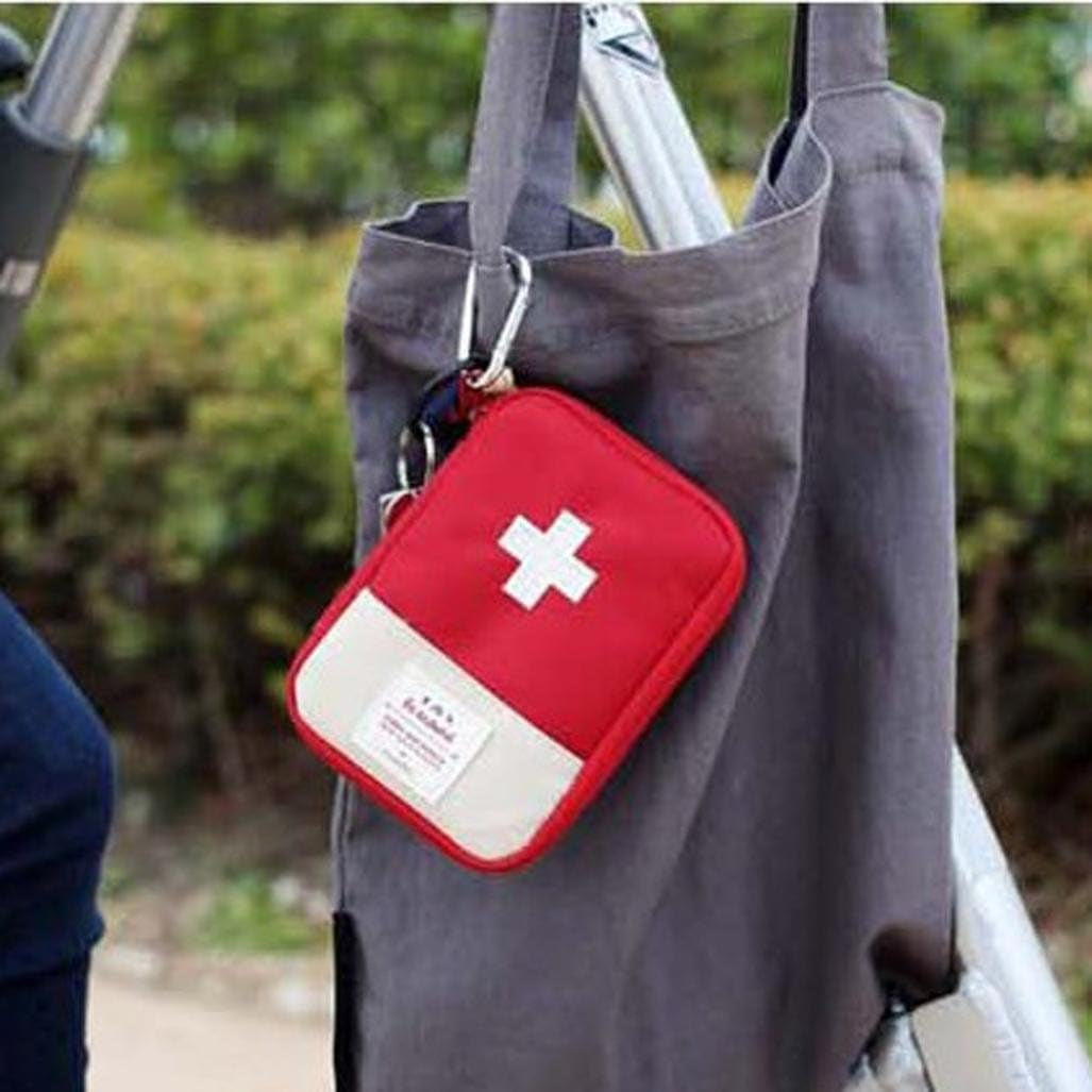 Portable Medical Bag,  Small Volume Emergency Survival Drug Storage First-Aid Kit Outdoor Treatment Home Rescue Packet Aid Outfit (Red, L)