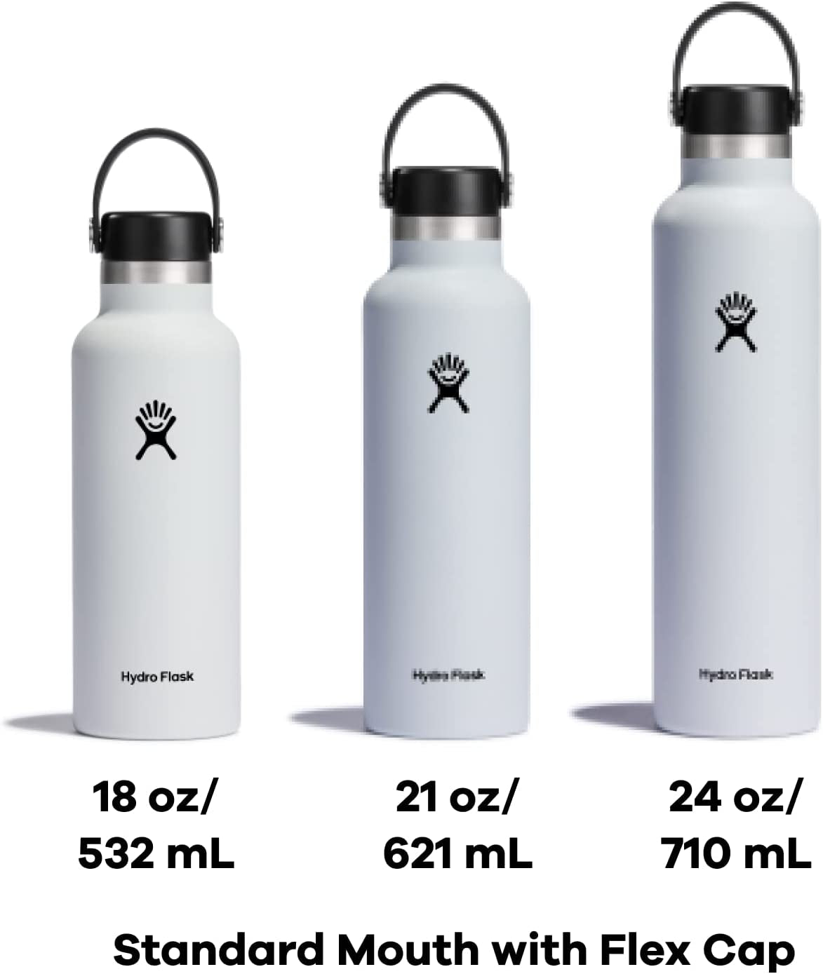 Stainless Steel Standard Mouth Water Bottle with Flex Cap and Double-Wall Vacuum Insulation