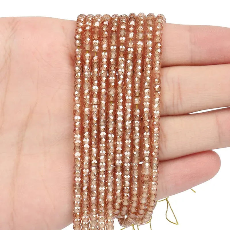 Multicolored 3X2Mm Shiny Faceted Natural Cubic Zirconia Stone Beads Abacus Tiny Beads Loose Spacer Beads for Jewelry Making DIY Slim Bracelet Women