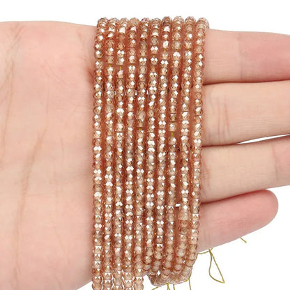 Multicolored 3X2Mm Shiny Faceted Natural Cubic Zirconia Stone Beads Abacus Tiny Beads Loose Spacer Beads for Jewelry Making DIY Slim Bracelet Women