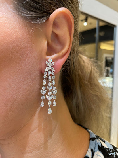 Exquisite 12.36 Carat Diamond Chandelier Earrings In 18k White Gold