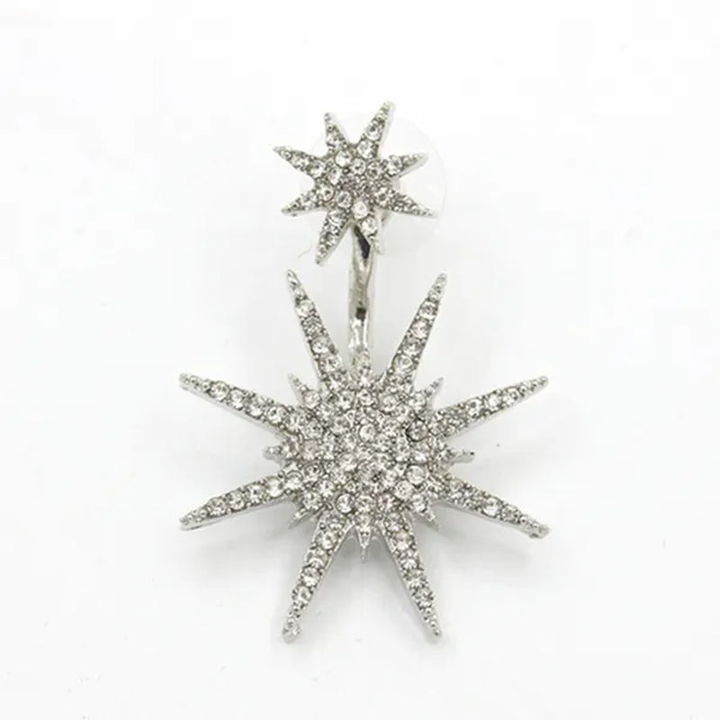 Sparkling Hexagram Snowflake White Sapphire Fission Stud Earrings Charms Bride Jewelry Christmas Gifts
