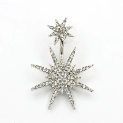 Sparkling Hexagram Snowflake White Sapphire Fission Stud Earrings Charms Bride Jewelry Christmas Gifts