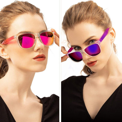 Sunglasses Womens,Classic Square Frame UV400 Mirrored Lens,Sunglasses Fit for Beach,Vacation,Driving