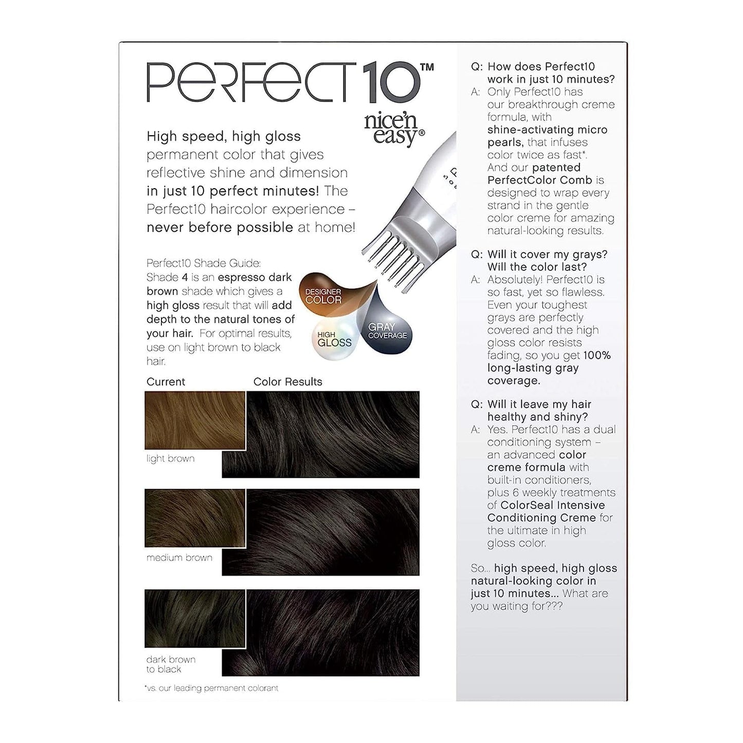 Nice'N Easy Perfect 10 Permanent Hair Color, 4 Dark Brown, Pack of 2 - WORLD TIME VISITS