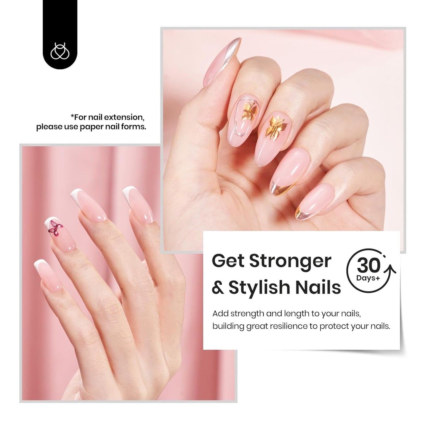 Beetles Builder Gel, Hema Free Jelly Pink Builder Nail Gel for Nails, Nail Strengthener Building Extension Gel in a Bottle 7 in 1 Nails Thickening & Repair