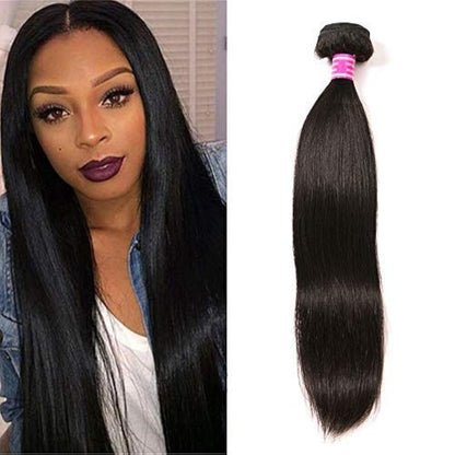 Brazilian Virgin Hair Straight 1 Bundle 100% Unprocessed Brazilian Straight Human Hair Weave Bundles Weaving Natural Black Color(18", 1Bundle)