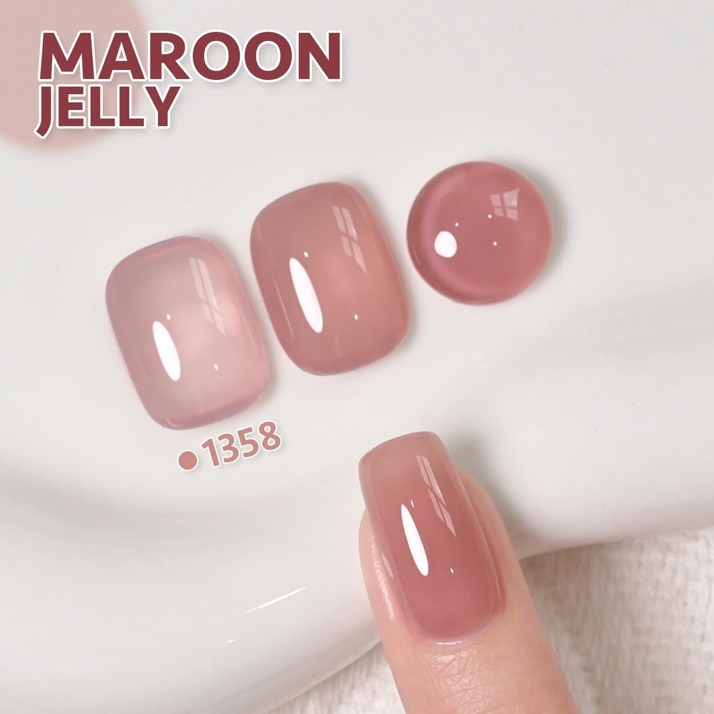 Jelly Brown White Gel Nail Polish Set, 6 Translucent Colors Sheer Pink Maroon Soak off UV Light Cure Gel Polish Kit for Salon and Nail Art DIY at Home
