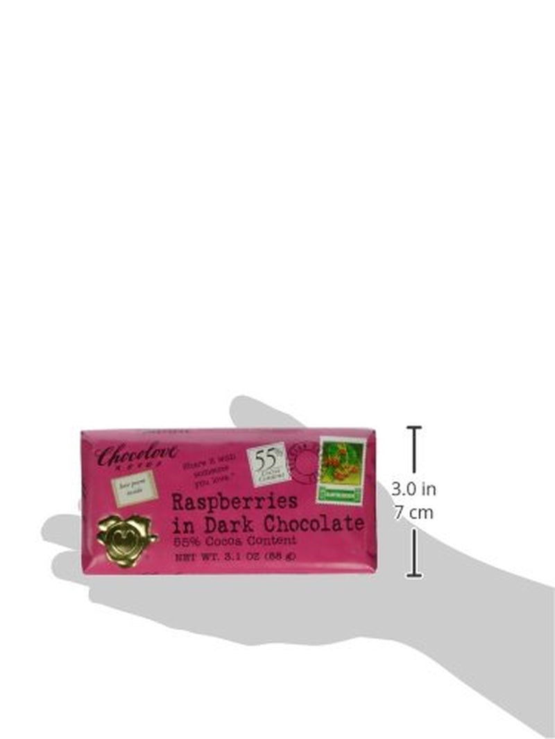 Xoxo Raspberries in Dark Chocolate Bar -- 3.1 Oz
