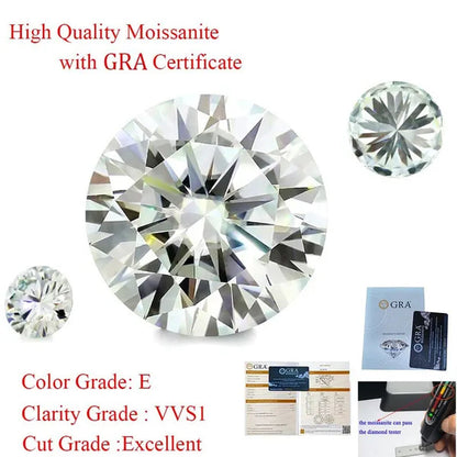 Loose Moissanite1-5Carat E Color White Moissanite round Brilliant Cut Loose Gems Stone with GRA Certified - WORLD TIME VISITS