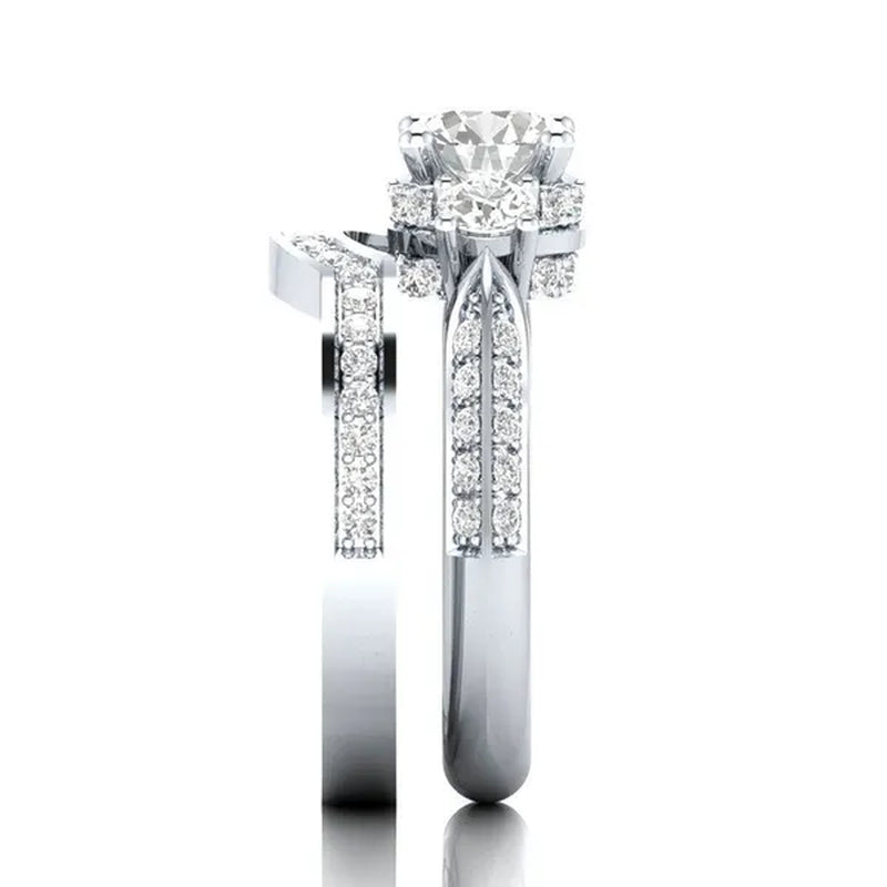 925 Sterling Silver White Sapphire Wedding Ring Set for Women Girl