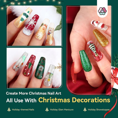 Christmas Gel Nail Polish Kit - 6 Colors Gel Nail Polish Kit with U V Light Christmas Limited Series 2.12Oz. Clear Builder Nail Gel UPF 200+ U V Protection Gloves Nail Tech Gifts