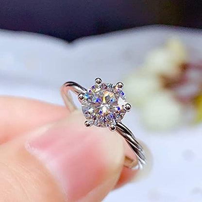 Shiny Full Diamond Ring 2Carat round Cut Cubic Zirconia Promise Wedding Ring for Women Silver Ring CZ Cocktail Ring Eternity 950 Platinum Simulate Moissanite Ring Adjustable Ring 020 - WORLD TIME VISITS