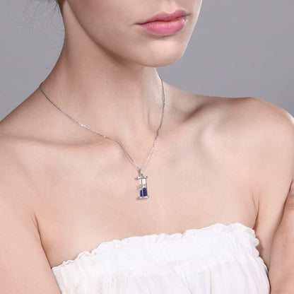 3/4 Cttw Diamond and Gemstone Birthstone Dust Hourglass Pendant Necklace for Women in 925 Sterling Silver | with 18 Inch Silver Chain