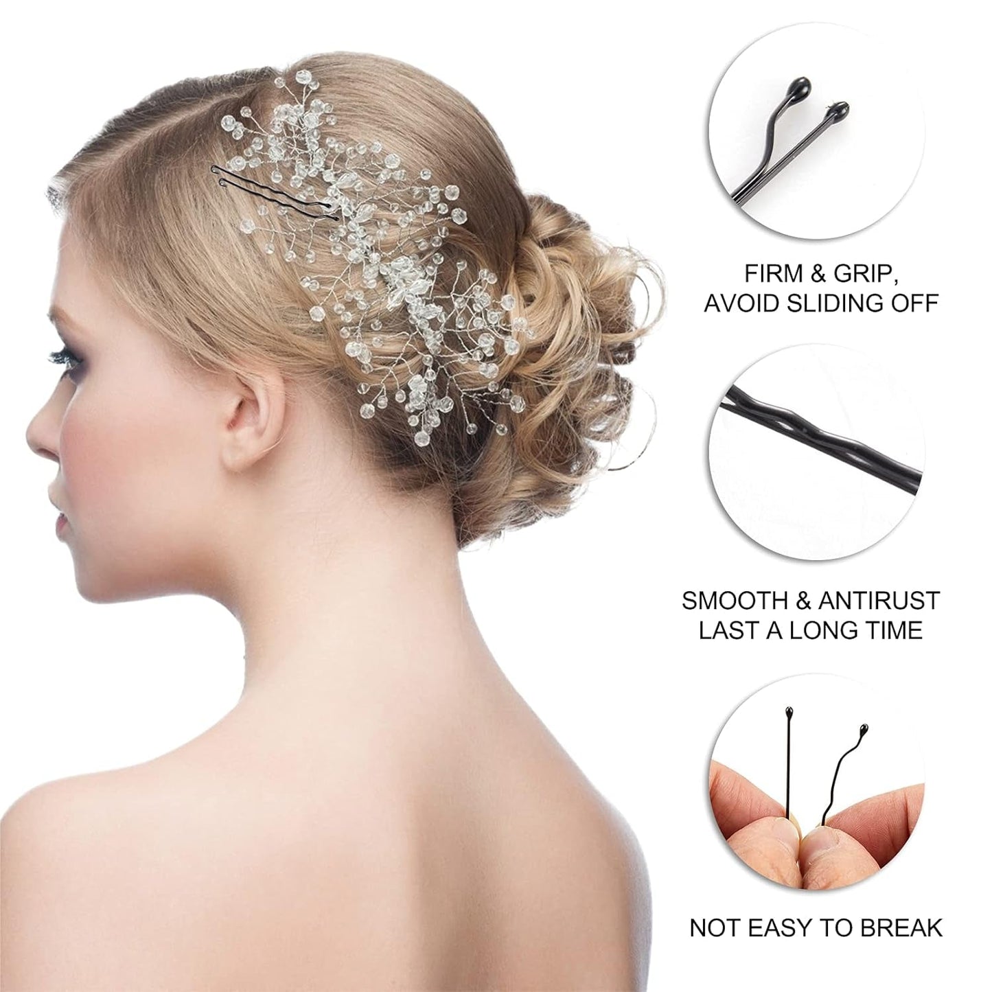 Bobby Pins, 400PCS Hair Black Bobby Pins for Women, 2025 Women Hair Pins, Bun Pins for Thick Hair Thin Hair and All Hair Types, Hair Pins with Case, 1.97 Inch