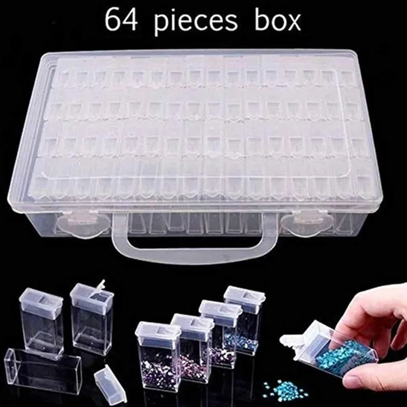 64 Slots Diamond Embroidery Diamond Painting Tool Transparent Plastic Storage Box - WORLD TIME VISITS