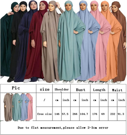 Muslim Dress for Women One Piece Jilbab Prayer Clothes for Women Muslim, Hijab a Baya Dress Khimar Islam Dubai Outfits