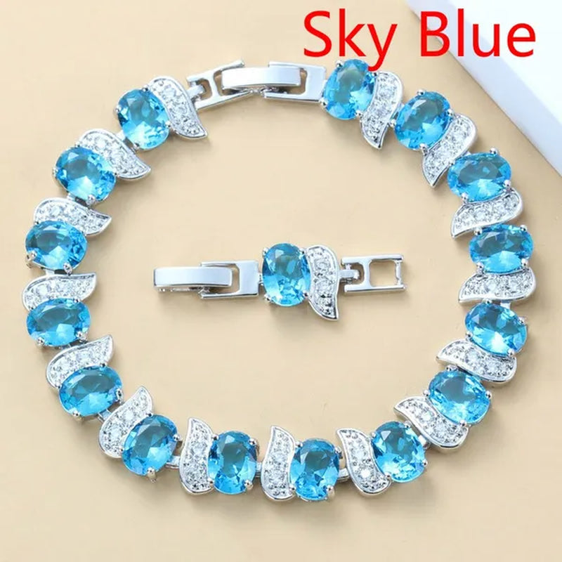 925 Silver Bracelet Multi-Color Zircon Bracelet Health Fashion Jewelry for Women 12 Colors Gemstone