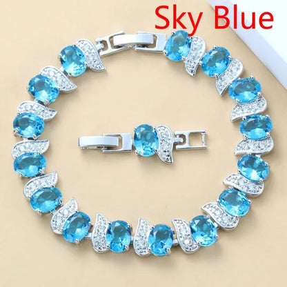 925 Silver Bracelet Multi-Color Zircon Bracelet Health Fashion Jewelry for Women 12 Colors Gemstone