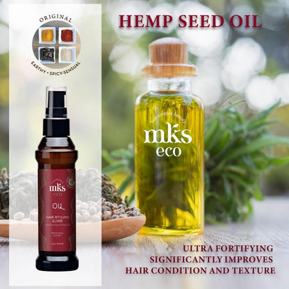 MKS Eco Oil - Hair Styling Elixir - Moroccan Argan Oil, Hemp Seed Oil - Moisturize & Nourish Hair, Control Frizz, Increase Smoothness - Vegan & Cruelty Free