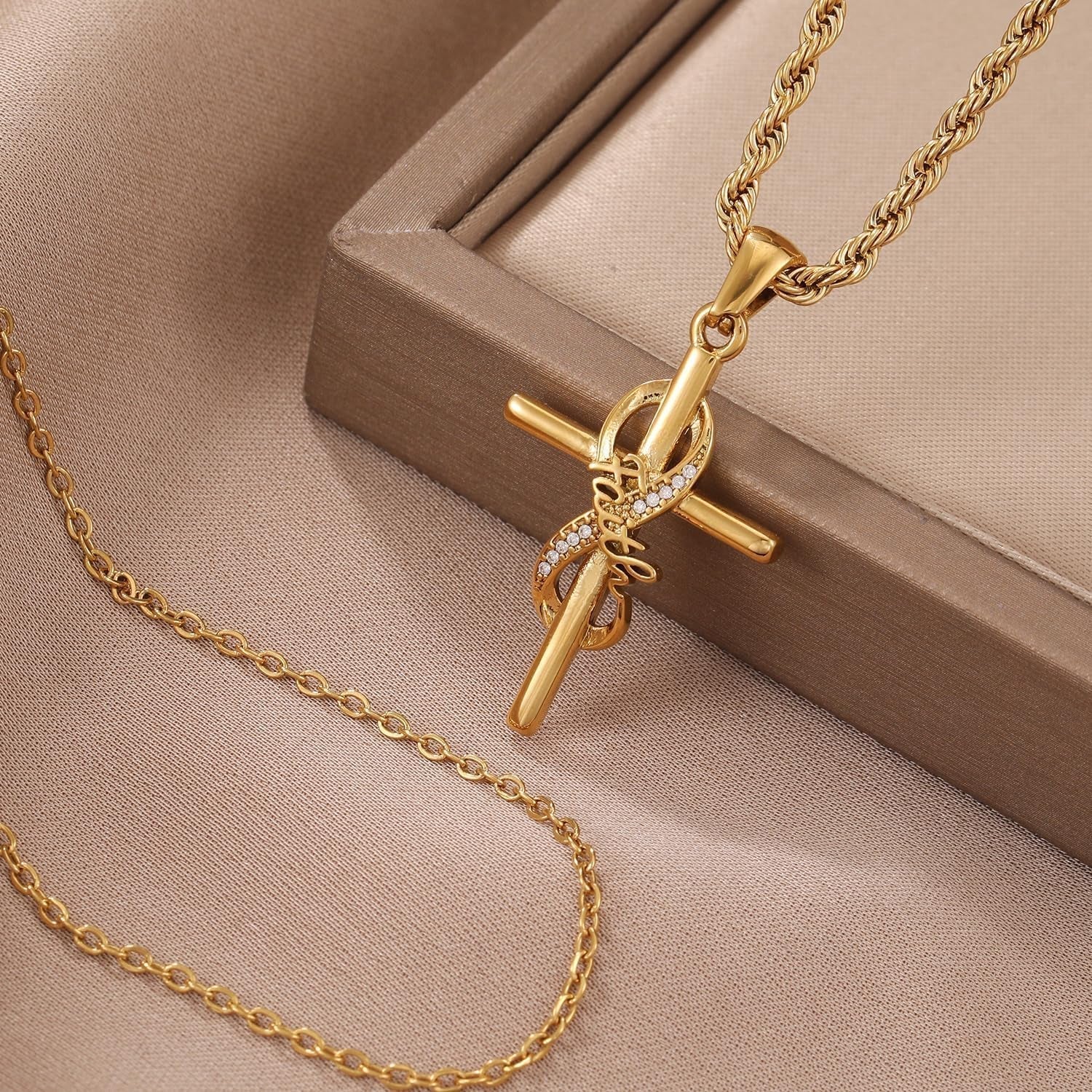 Faith Cross Necklace for Women - 18K Gold Plated Stainless Steel Christian Bible Verse Crucifix Pendant Necklaces| Religious Jewelry Gift for Mom, Sister& Friend (Mother'S Day, Birthday) - WORLD TIME VISITS