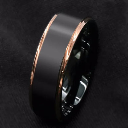8MM Fashion Men'S and Women'S Tungsten Carbide Ring Rose Gold Black Brushed Wedding Ring Men'S Jewelry