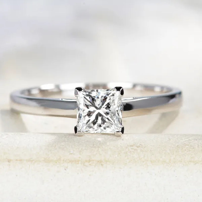 Women Fashion Elegant 925 Sterling Silver Big Cube Diamond Gemstone Rings Wedding Engagement Party Ring Jewelry
