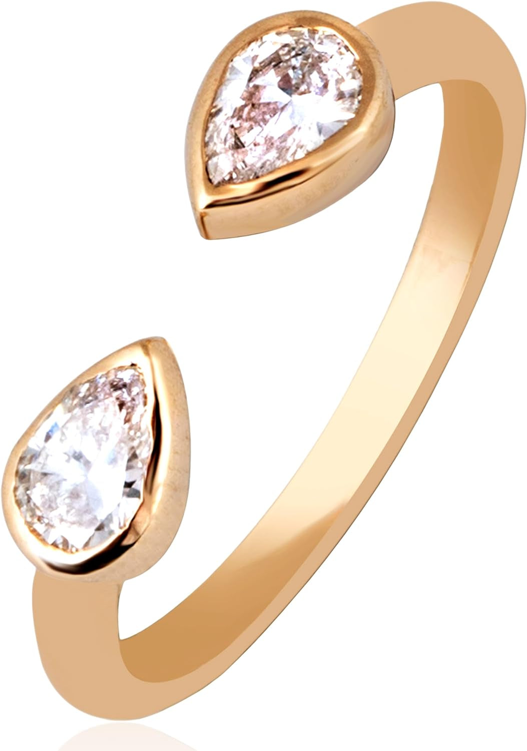 10KT Yellow Gold Double Pear Lab-Grown Diamond Ring for Women, Fine Diamond Jewelry, Engagement, Gifts for Her, H,I Color, VS Clarity, 0.5 Carats - WORLD TIME VISITS